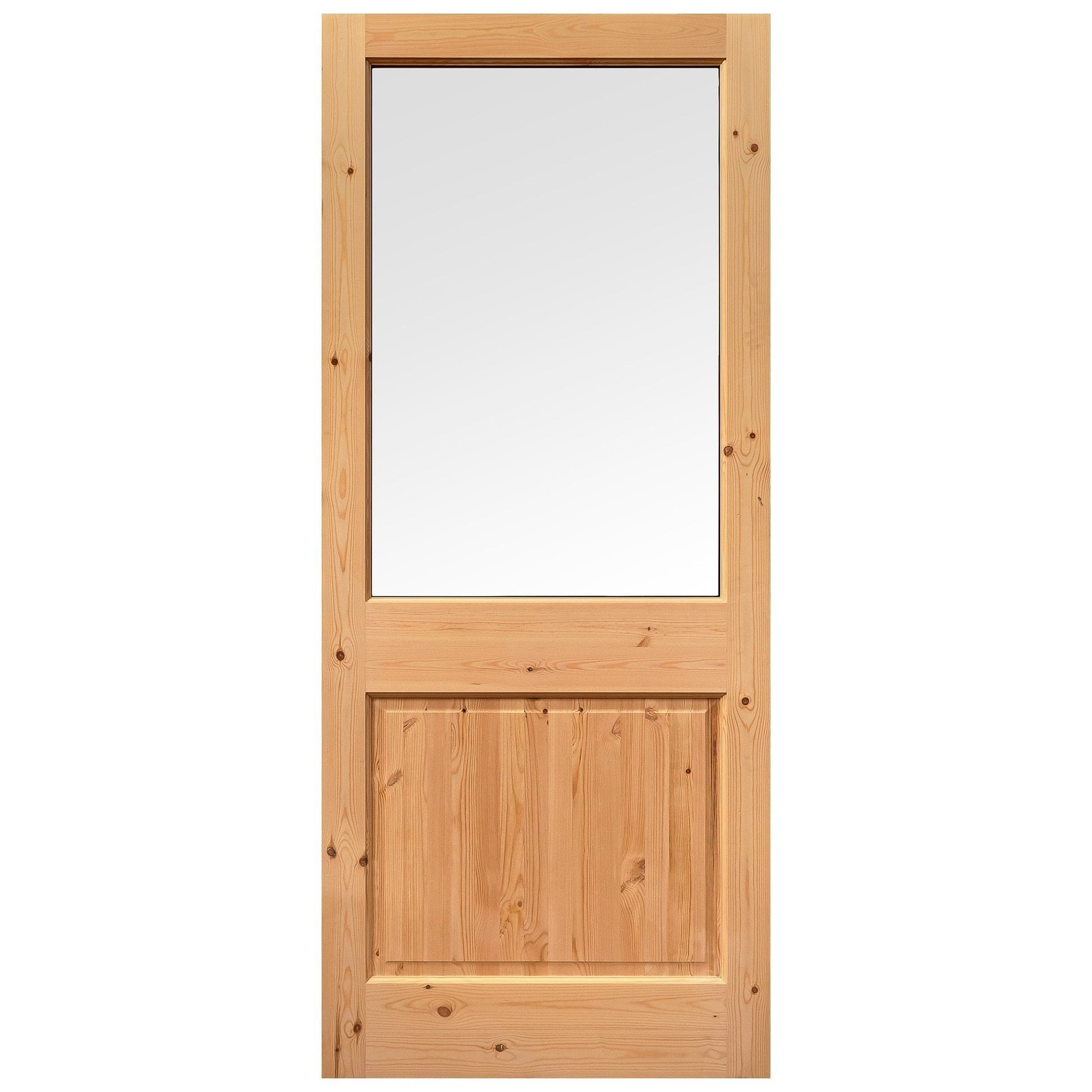 B-Grade Solid Pine External Unfinished 2XG 1 Panel 1 Light Clear Glass Double Glazed Door (123914)