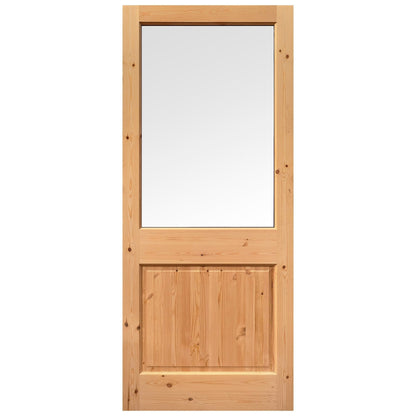 B-Grade Solid Pine External Unfinished 2XG 1 Panel 1 Light Clear Glass Double Glazed Door (123914)