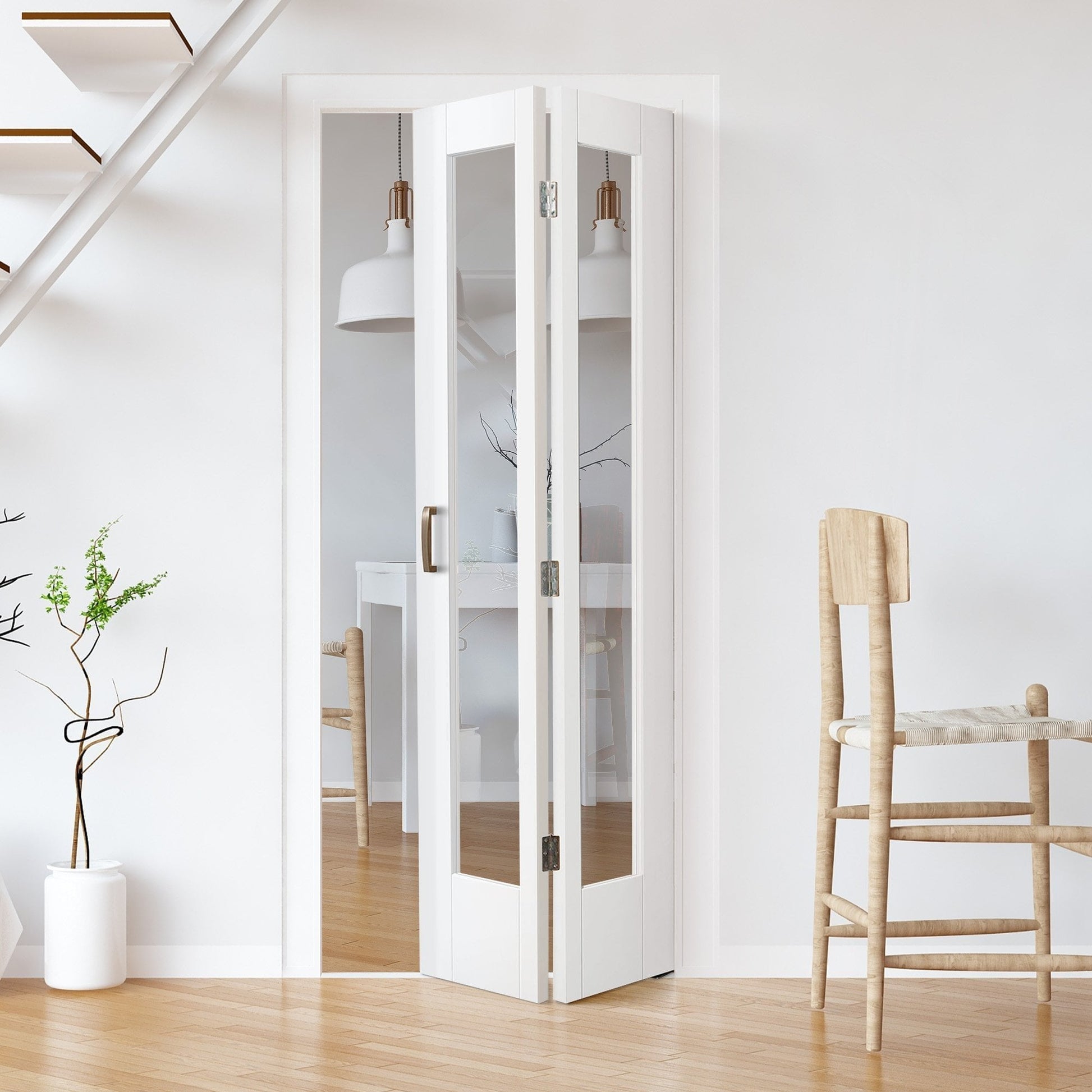 B-Grade White Internal Bifold Primed Pattern 10 2 Light Clear Glass Door (123918)