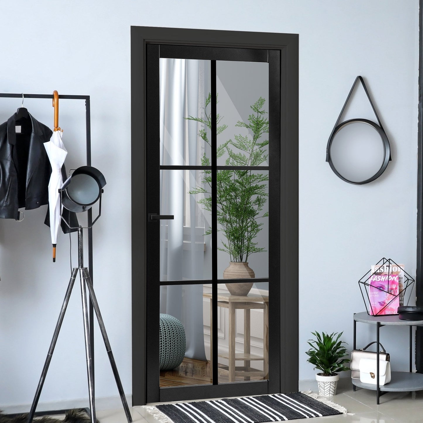 B-Grade Black Internal Fully Finished Industrial Studio 6 Light Clear Glass Door (123928)