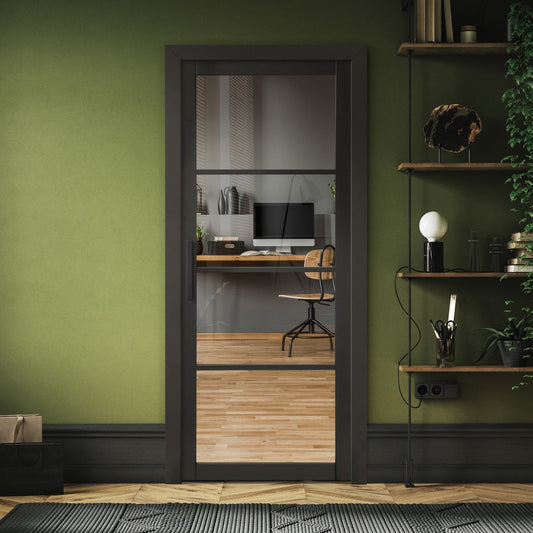 B-Grade Black Internal Fully Finished Industrial Studio 4 Light Clear Glass Door (123934)