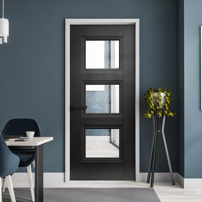B-Grade Black Internal Fully Finished Elegance Ripley 3 Light Clear Glass Door (123939)