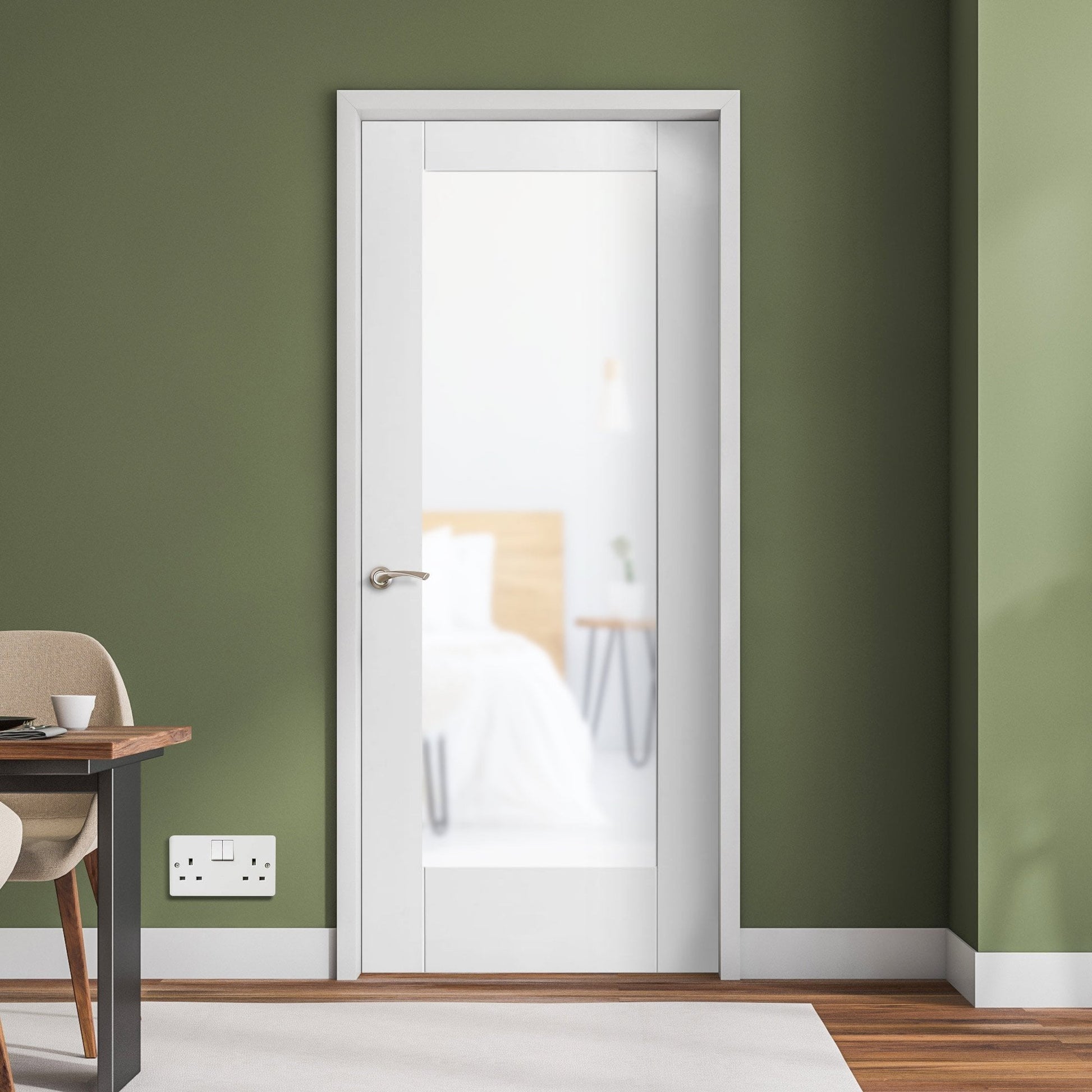 B-Grade White Internal Primed Pattern 10 Obscure Glass Door (123946)