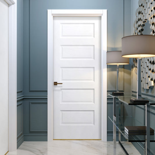B-Grade White Internal Primed 5 Panel Harlem Door (123951)