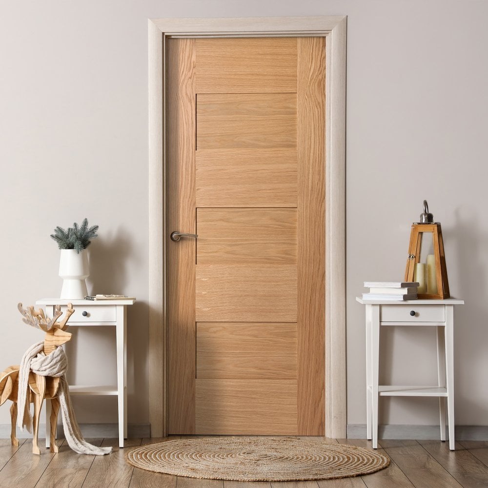 B-Grade Oak Internal Fully Finished Edison 7 Panel FD30 Fire Door (123957)