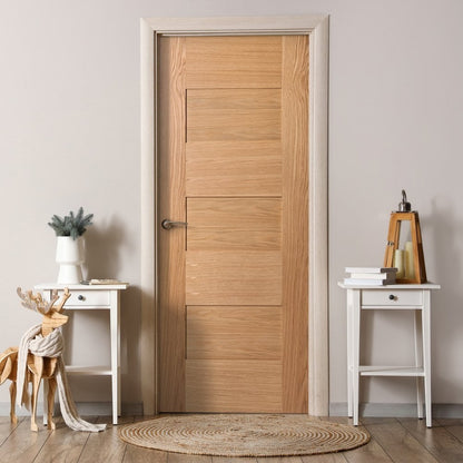 B-Grade Oak Internal Fully Finished Edison 7 Panel FD30 Fire Door (123957)
