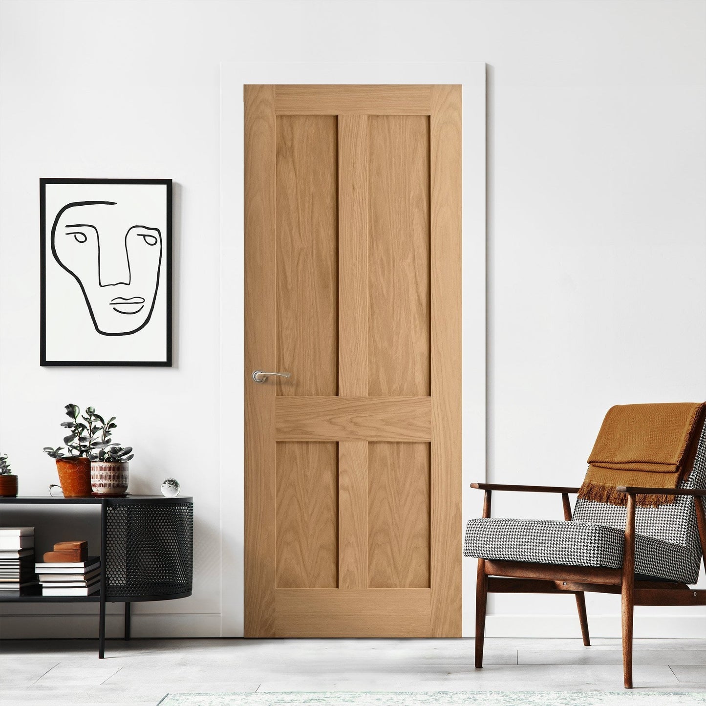 B-Grade Oak Internal Unfinished Victorian Shaker 4P Flat Door (IOMALT)