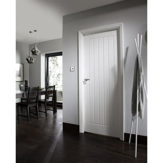 B-Grade White Internal Primed Woodgrain Newark 1 Panel Door (123711)