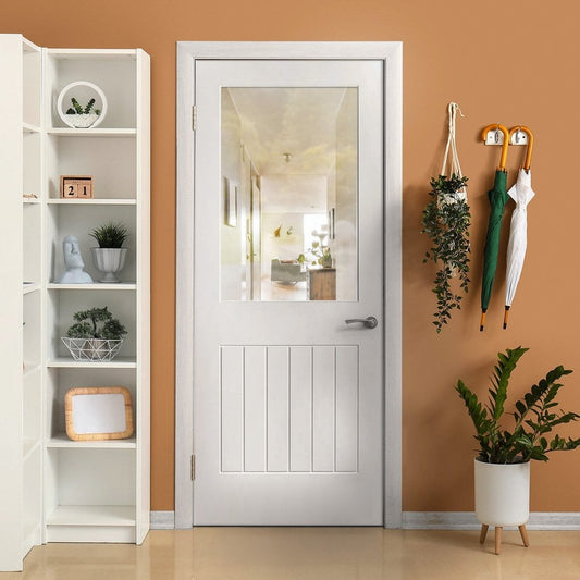 White Internal Primed Cottage 1 Light Clear Glass Door (51781)