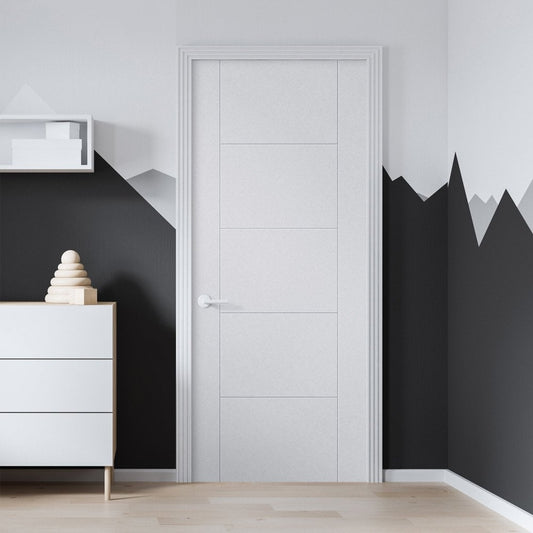 White Internal Primed Parma 5 Panel FD30 Fire Door (110293)