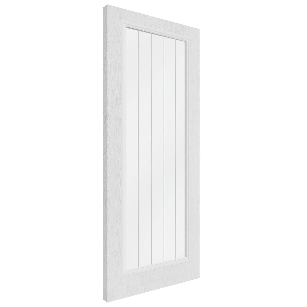 B-Grade White Internal Textured Lifestyle Cottage Primed 1 Light Obscure Lined Clear Glass Door (124007)
