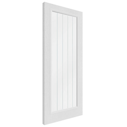 B-Grade White Internal Textured Lifestyle Cottage Primed 1 Light Obscure Lined Clear Glass Door (124007)