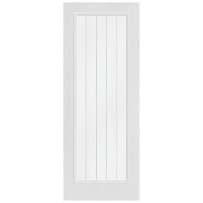 B-Grade White Internal Textured Lifestyle Cottage Primed 1 Light Obscure Lined Clear Glass Door (124007)