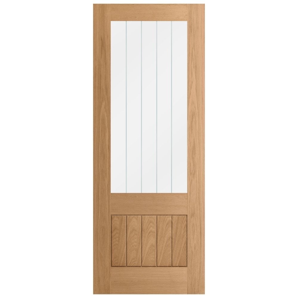 B-Grade Oak Internal Unfinished Farley 1 Panel 1 Light Obscure Lined Clear Glass Door (124010)