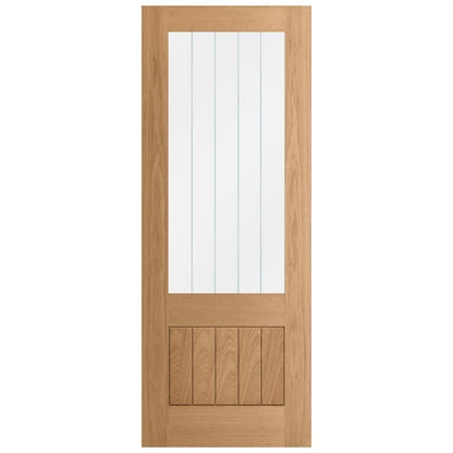 B-Grade Oak Internal Unfinished Farley 1 Panel 1 Light Obscure Lined Clear Glass Door (124010)