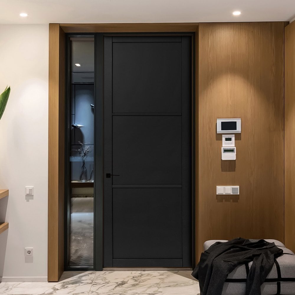 B-Grade Black Internal Primed Industrial Lifestyle 3 Panel Door (124012)