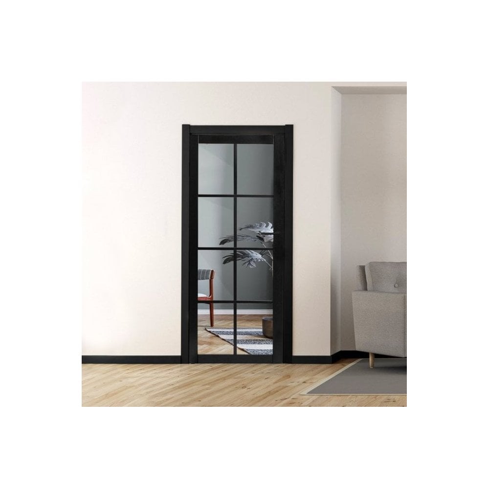 B-Grade Black Internal Fully Finished Industrial Studio 8 Light Clear Glass Door (124016)