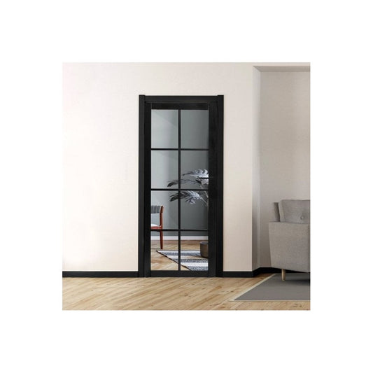 B-Grade Black Internal Fully Finished Industrial Studio 8 Light Clear Glass Door (124016)