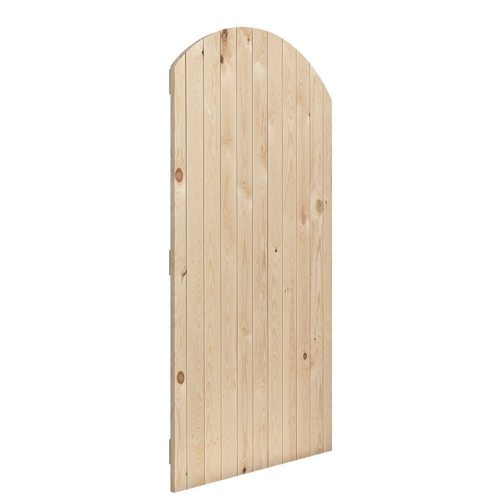 B-Grade Solid Knotty Pine External Unfinished Ledged & Braced Arched Gate (124020)