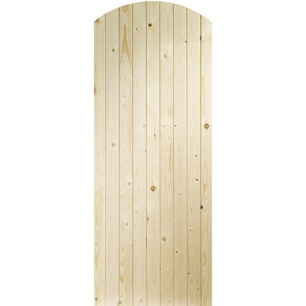 B-Grade Solid Knotty Pine External Unfinished Ledged & Braced Arched Gate (124020)