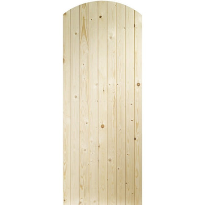 B-Grade Solid Knotty Pine External Unfinished Ledged & Braced Arched Gate (124020)