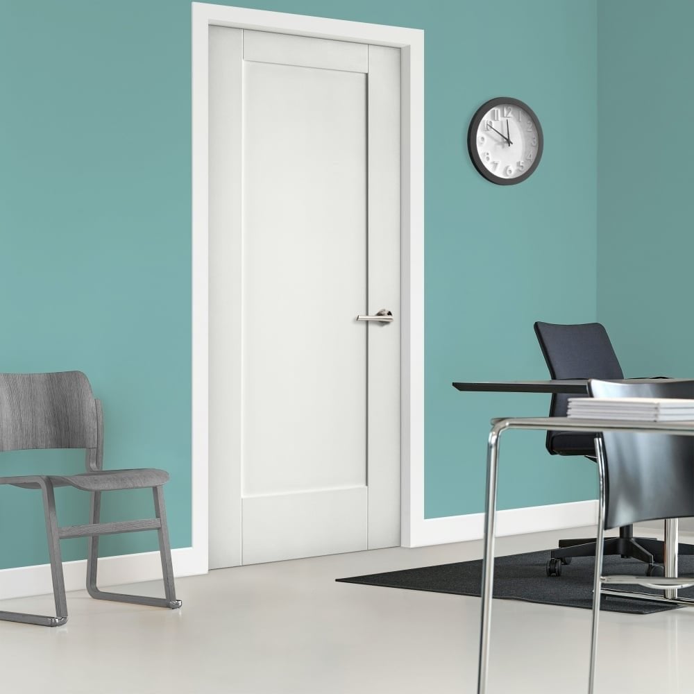 B-Grade White Internal Primed 1 Panel FD30 Fire Door (124017)