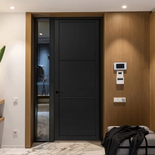 B-Grade Jet Black Internal Primed Industrial 2.0 Lifestyle 3 Panel Door (124003)