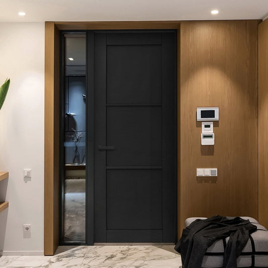 B-Grade Black Internal Fully Finished Industrial Studio 3 Panel FD30 Fire Door (124069)