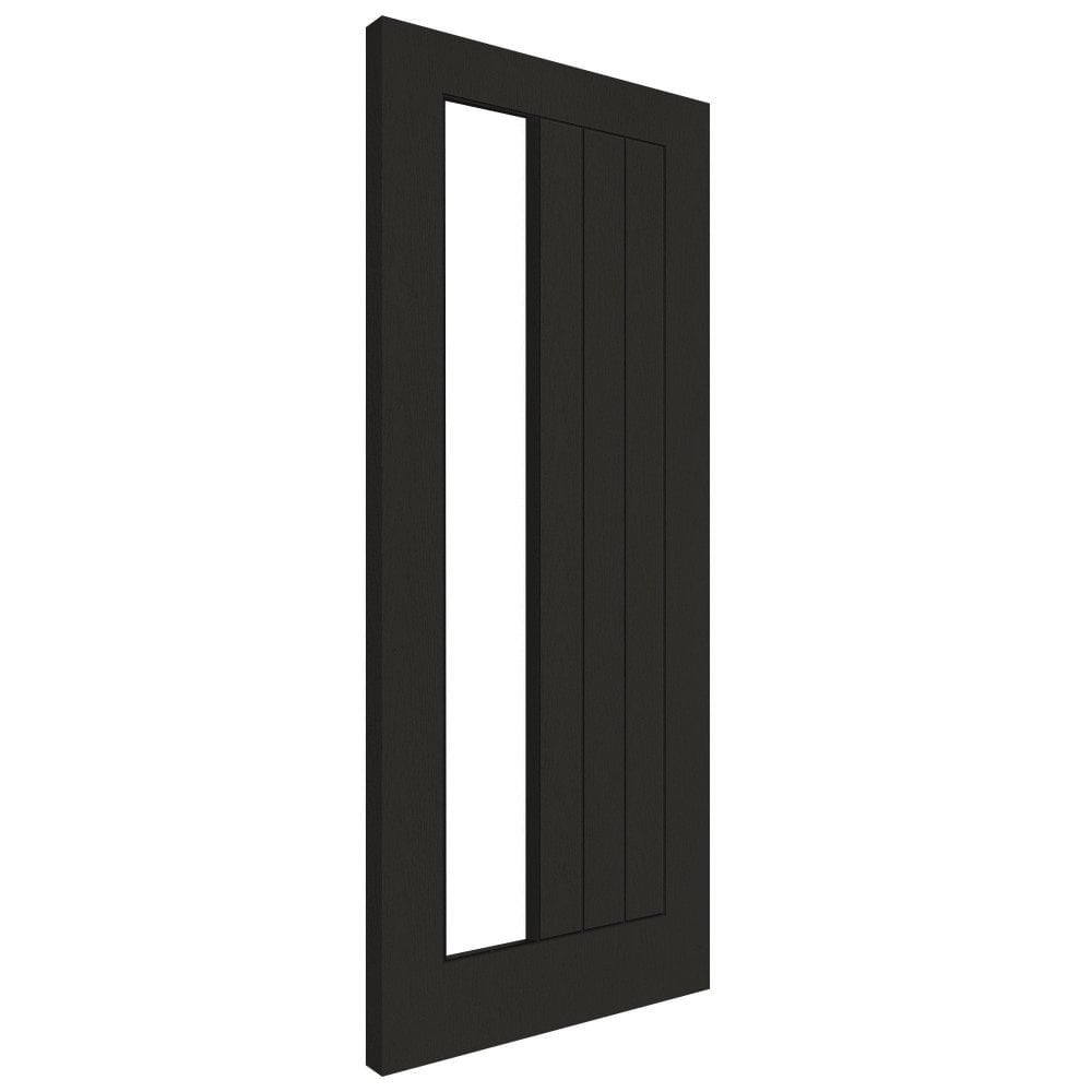B-Grade Black Internal Fully Finished Oak Farley 1 Light Offset Clear Glass Door (124070)