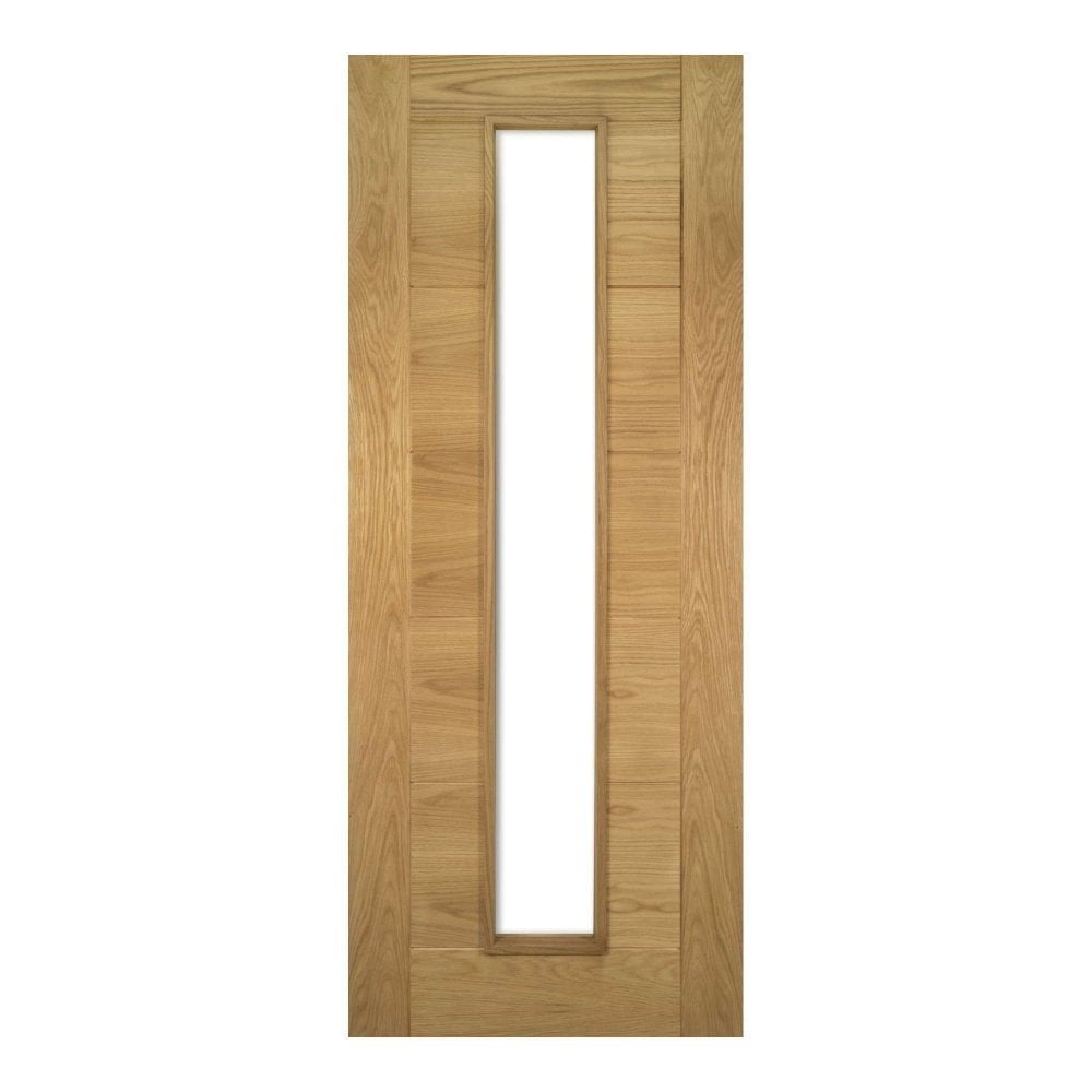 B-Grade Oak Internal Fully Finished Seville 7 Panel 1 Light Clear Glass Door (124072)