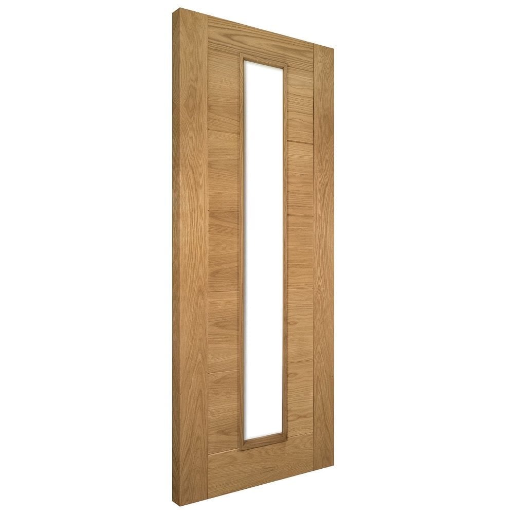 B-Grade Oak Internal Fully Finished Seville 7 Panel 1 Light Clear Glass Door (124072)