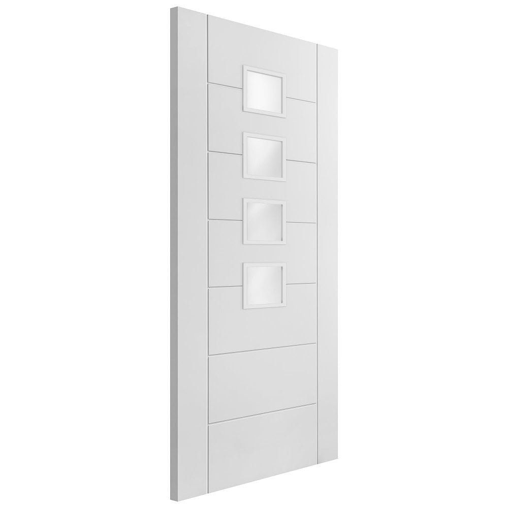 B-Grade White Internal Primed Pedrena 4 Light Obscure Glass Door (124076)