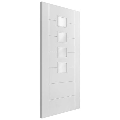 B-Grade White Internal Primed Pedrena 4 Light Obscure Glass Door (124076)