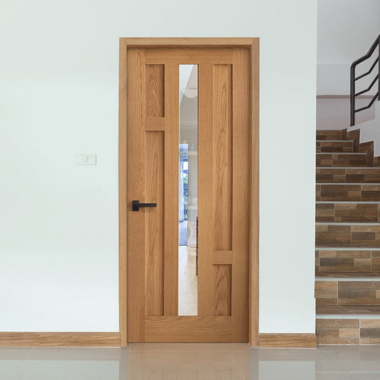 B-Grade Oak Internal Fully Finished Stamford 4P 1L Clear Glass Door (124108)