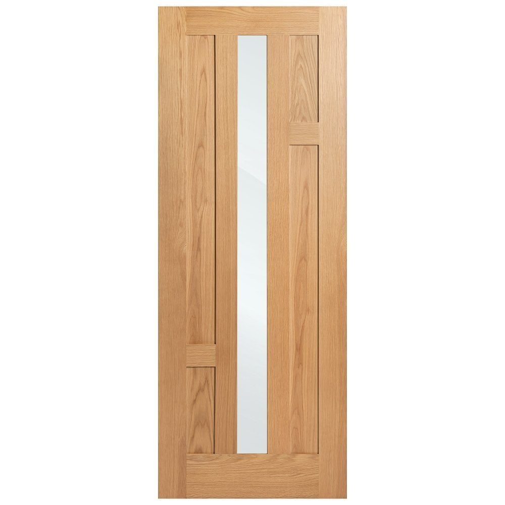 B-Grade Oak Internal Fully Finished Stamford 4P 1L Clear Glass Door (124108)