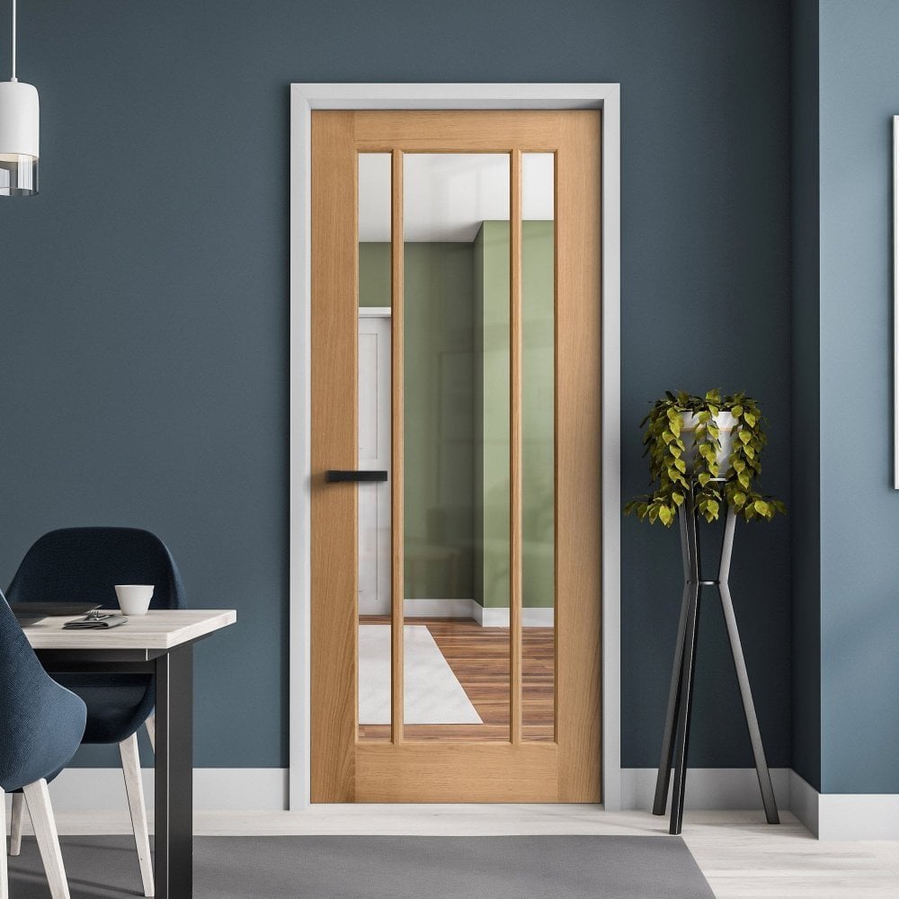 B-Grade Oak Internal Unfinished Toledo 3L Clear Glass Door (124109)