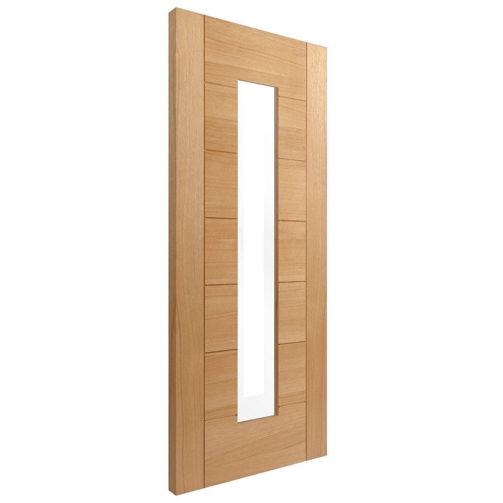 B-Grade Oak Internal Fully Finished Pedrena 1L Clear Glass Door (124112)