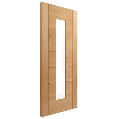 B-Grade Oak Internal Fully Finished Pedrena 1L Clear Glass Door (124112)