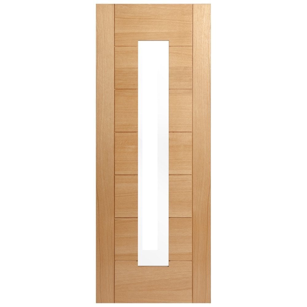 B-Grade Oak Internal Fully Finished Pedrena 1L Clear Glass Door (124112)