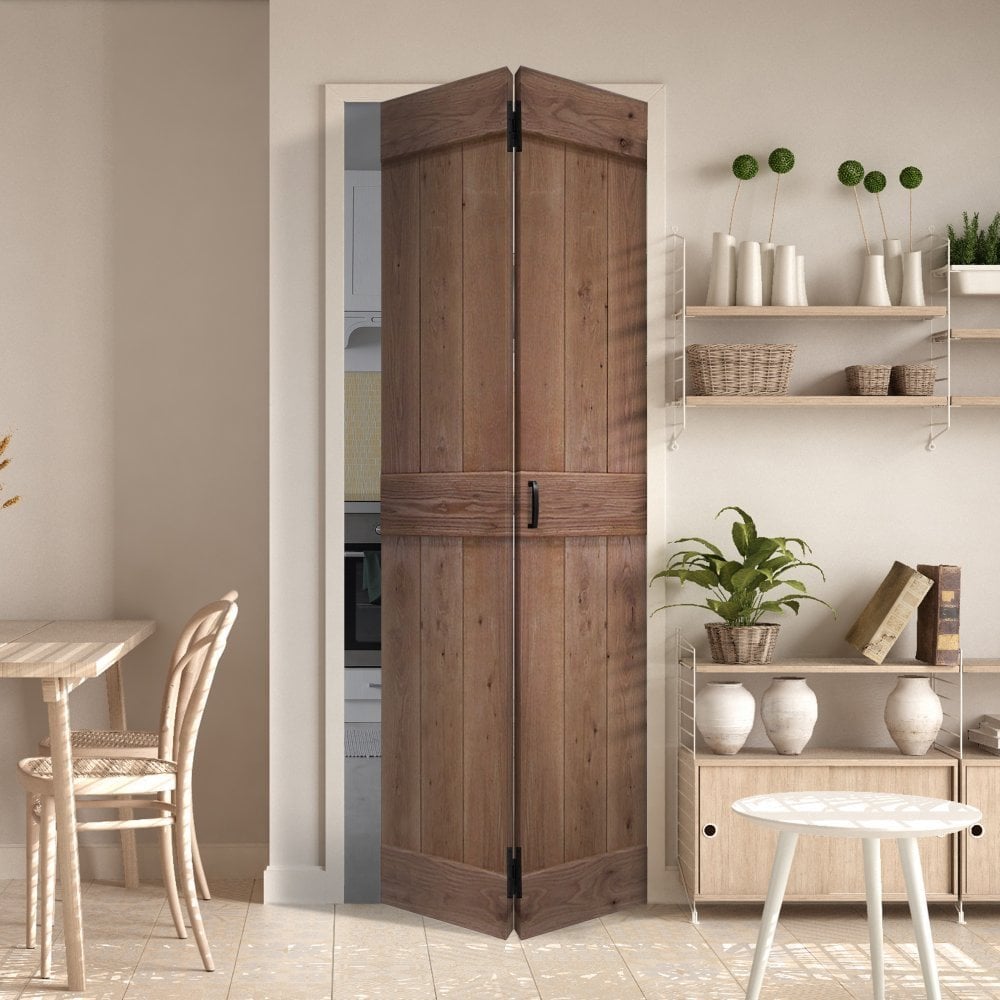 Oak Internal Unfinished Rustic Grange Solid Made-to-Measure Bi-Fold Door (124113)