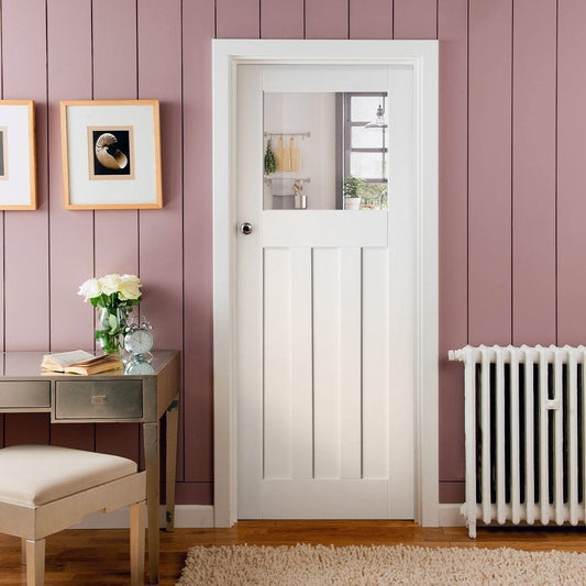 B-Grade White Internal Primed 1930's DX 1 Light Clear Glass Door (124123)