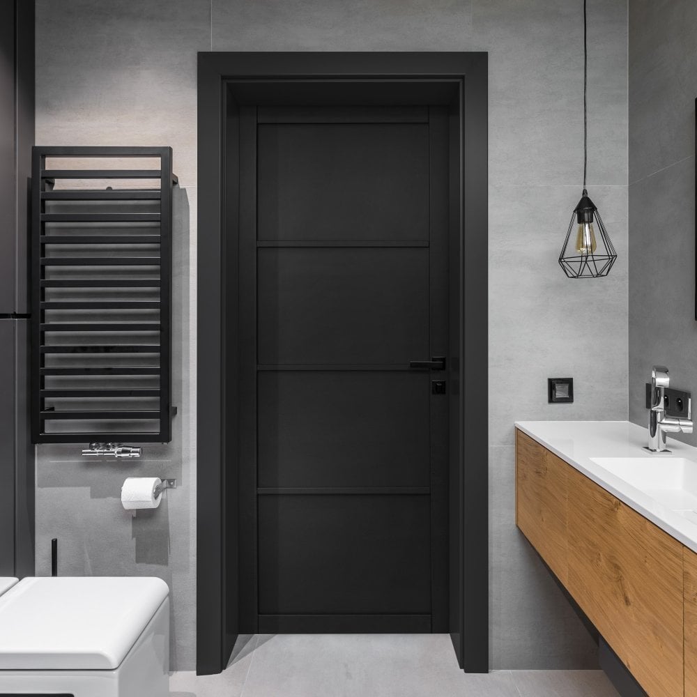 B-Grade Black Internal Primed Industrial 2.0 Lifestyle 4 Panel Door (124137)