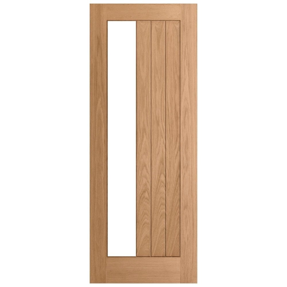 B-Grade Oak Internal Unfinished Farley 1 Light Clear Offset Glass Door (124138)