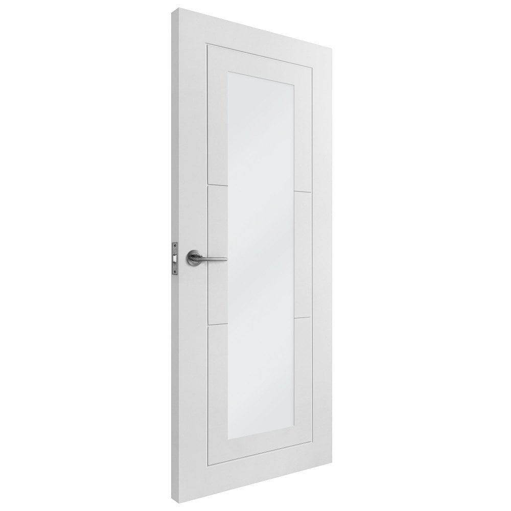 B-Grade White Internal Primed Temple 1 Light Clear Glass Door (124139)