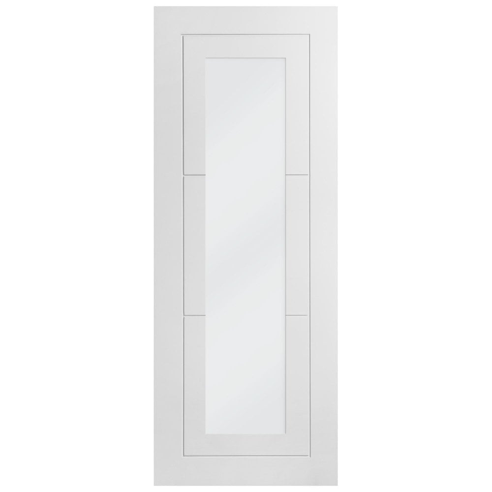 B-Grade White Internal Primed Temple 1 Light Clear Glass Door (124139)
