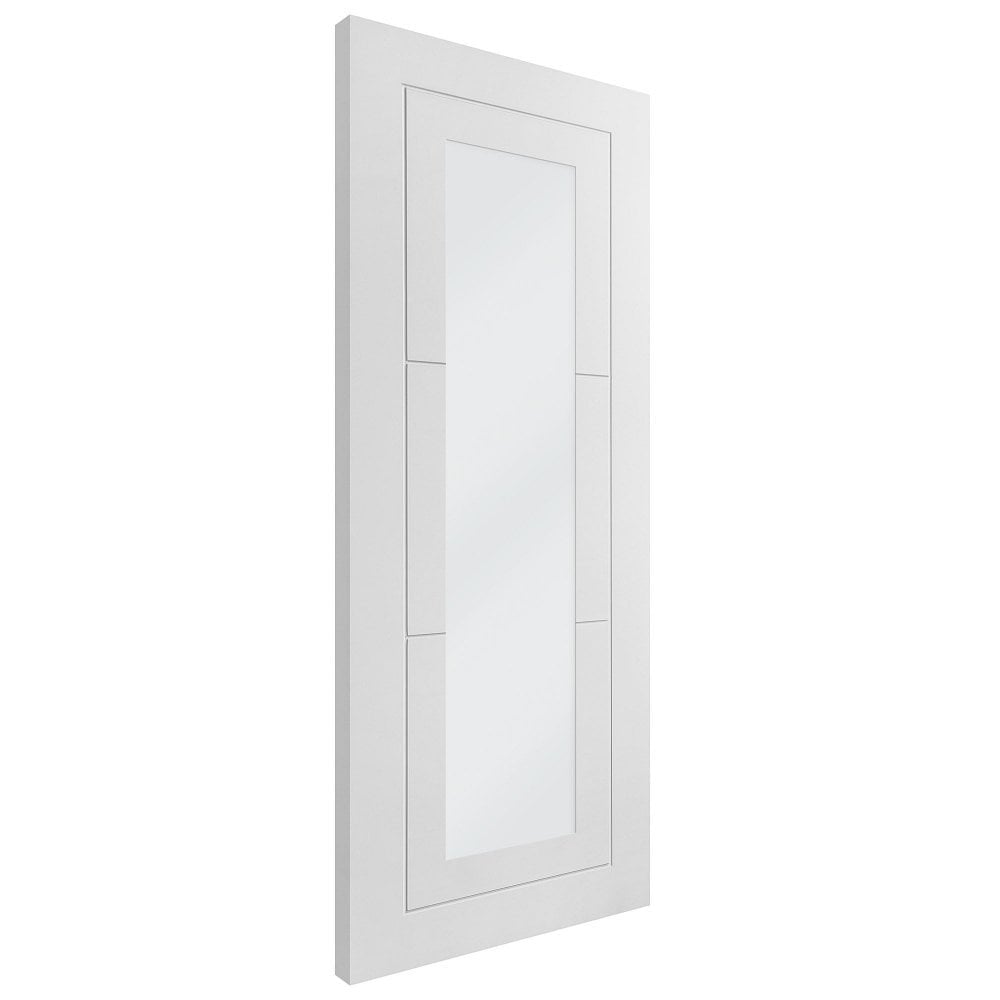 B-Grade White Internal Primed Temple 1 Light Clear Glass Door (124139)