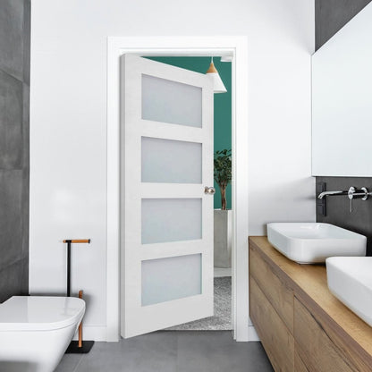 B-Grade White Internal Primed Coventry 4 Light Flat Obscure Glass Door (124140)
