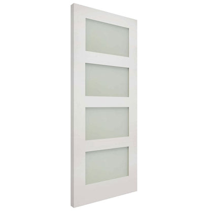 B-Grade White Internal Primed Coventry 4 Light Flat Obscure Glass Door (124140)
