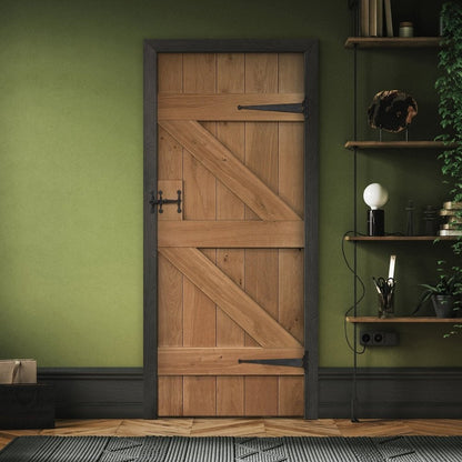 B-Grade Solid Oak Internal Unfinished Rustic Grange Solid Ledged Door (124144)