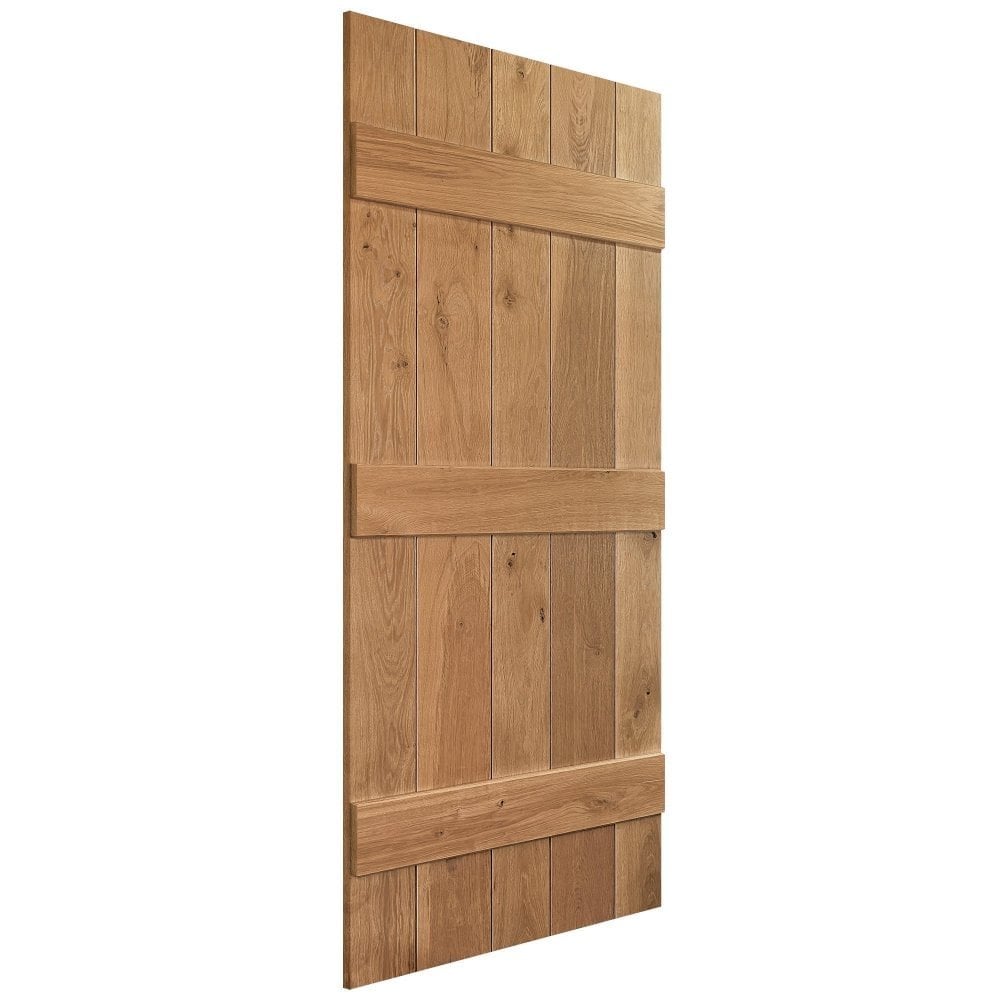 B-Grade Solid Oak Internal Unfinished Rustic Grange Solid Ledged Door (124144)
